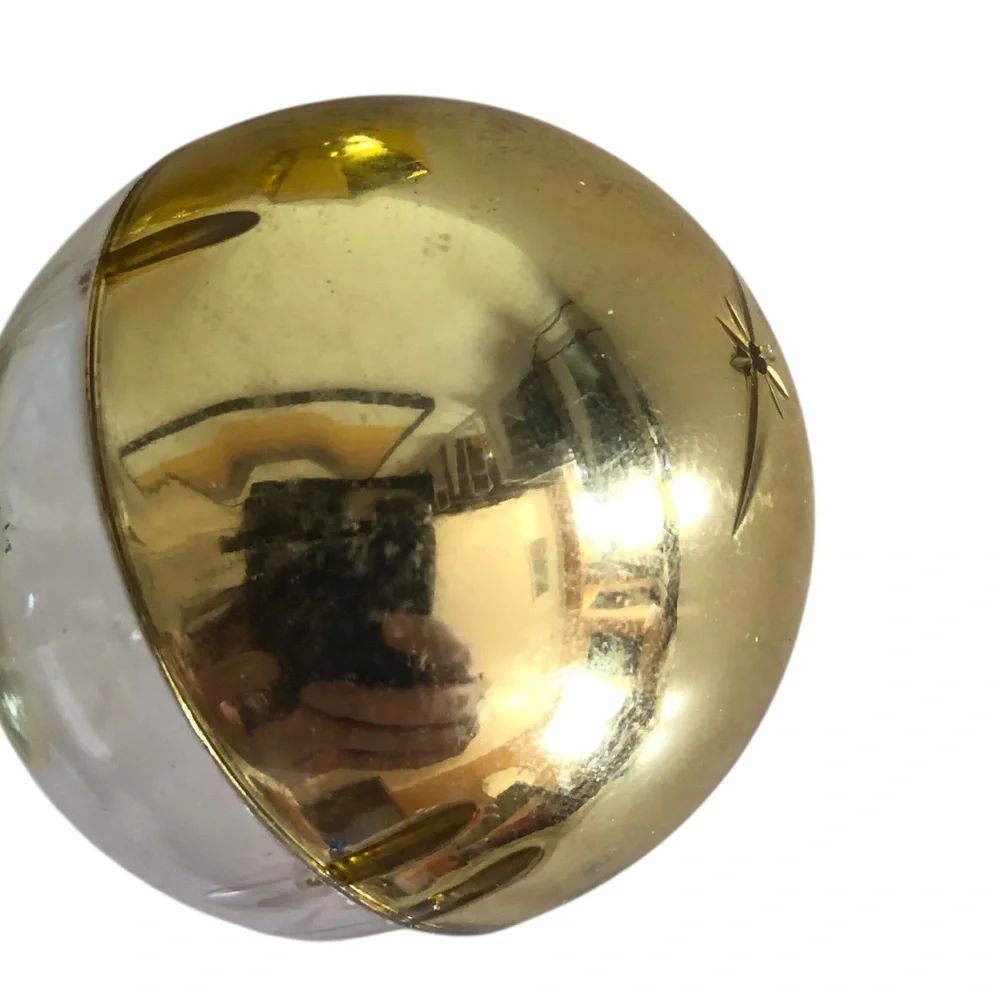 VINTAGE 50s 60s Jewel Brite Lot of 4 Yellow / Gold Christmas Ornaments Holiday